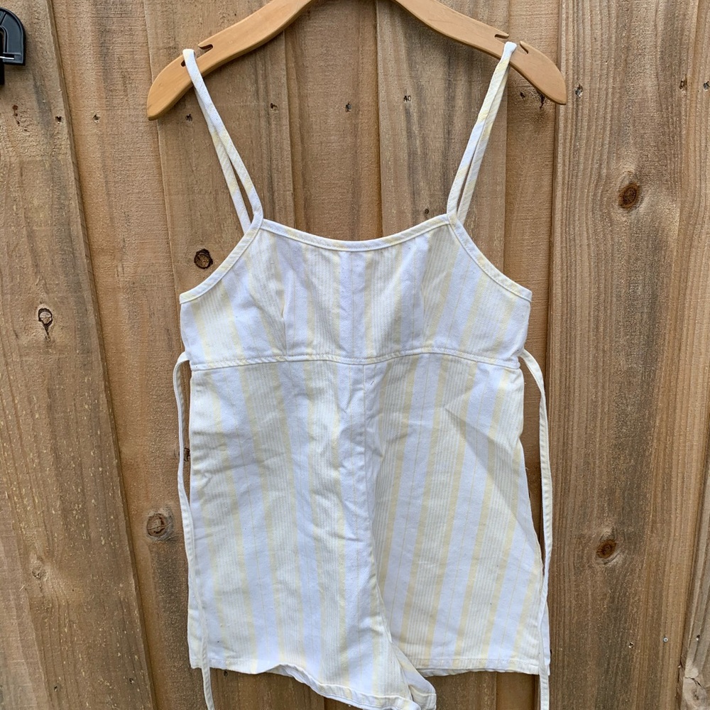 Striped romper, jean material